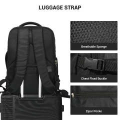 Travelhouse Travel Backpack for Men & Women Hiking Outdoor Carry On with Packing Cubes（Black）