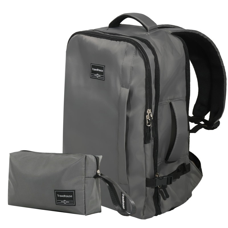 Travelhouse Travel Backpack for Men & Women Hiking Outdoor Carry On with Packing Cubes（Gray）