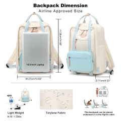Amalodie Bag Laptop Backpack,15inchStylish Backpack,Business Work Bag,Waterproof College Work Bags for Women,Beige