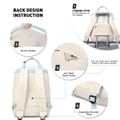 Amalodie Bag Laptop Backpack,15inchStylish Backpack,Business Work Bag,Waterproof College Work Bags for Women,Beige