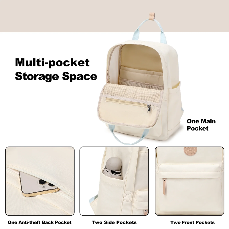 Amalodie Bag Laptop Backpack,15inchStylish Backpack,Business Work Bag,Waterproof College Work Bags for Women,Beige