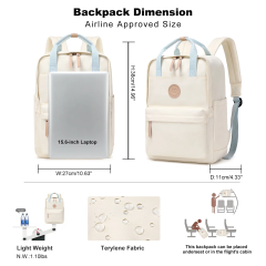 Amalodie Bag Laptop Backpack,15inchStylish Backpack,Business Work Bag,Waterproof College Work Bags for Women,Beige