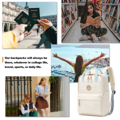 Amalodie Bag Laptop Backpack,15inchStylish Backpack,Business Work Bag,Waterproof College Work Bags for Women,Beige