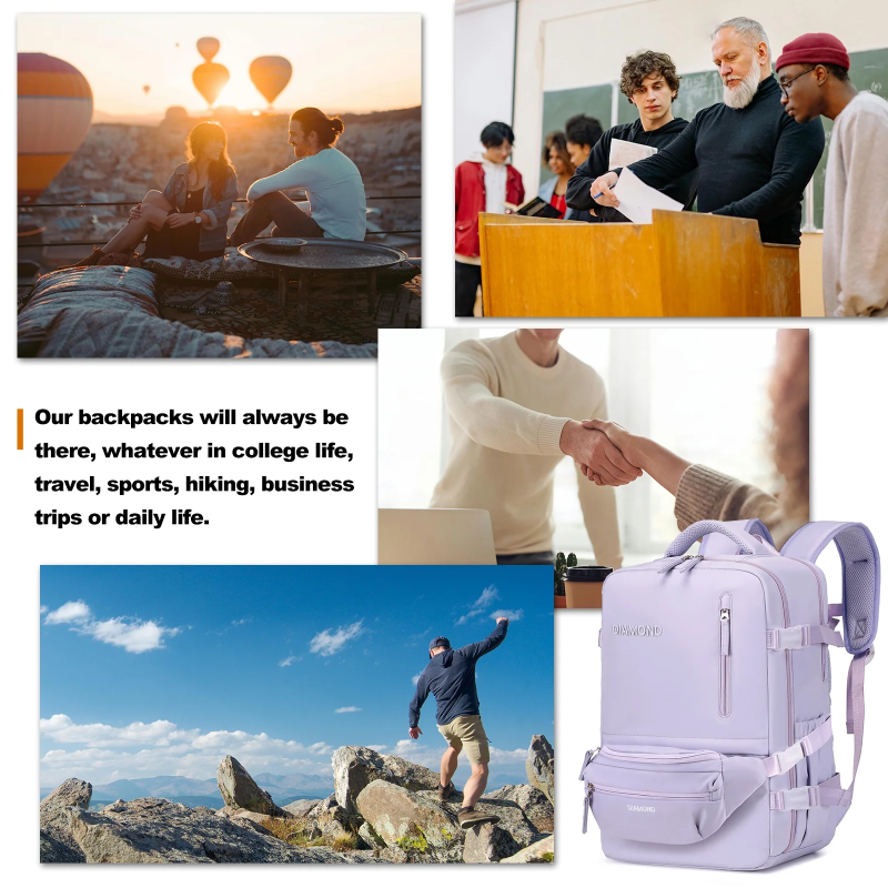 2PCS Travel Laptop Backpack Set Carry-on Overnight Weekender Bag Daypack for Women College