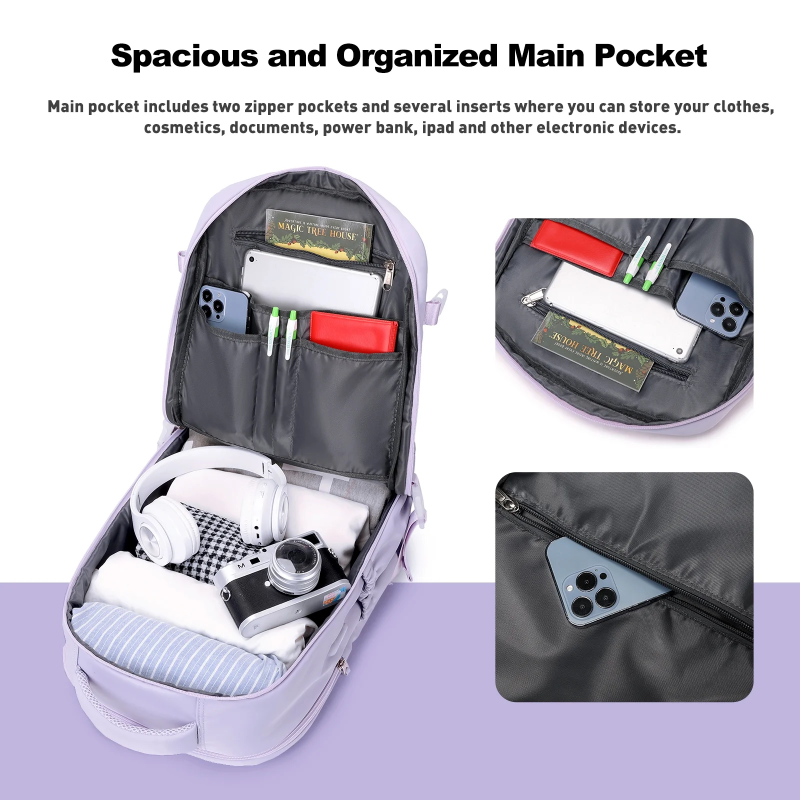 2PCS Travel Laptop Backpack Set Carry-on Overnight Weekender Bag Daypack for Women College
