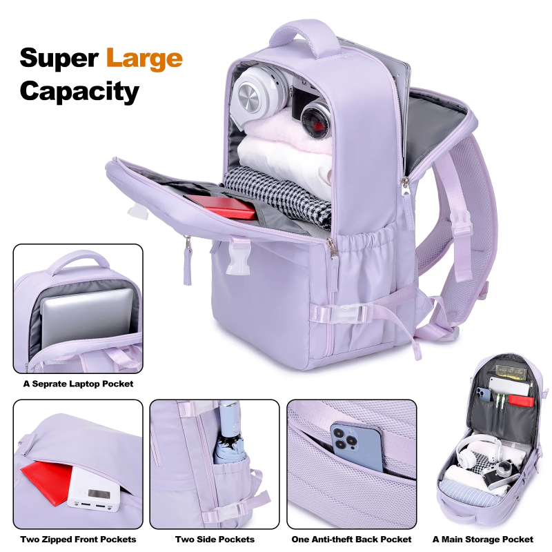 2PCS Travel Laptop Backpack Set Carry-on Overnight Weekender Bag Daypack for Women College