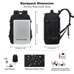 17" Travel Backpack Carry-on Laptop Backpack Overnight Bag Weekender Bag Casual Daypack for Women Men College