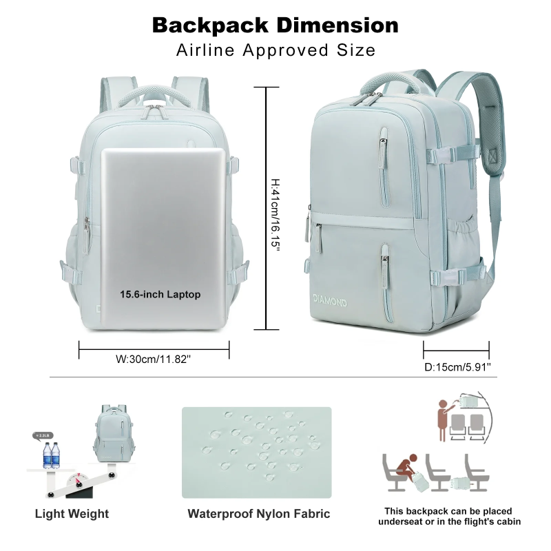 17" Travel Laptop Backpack Carry-on Overnight Weekender Daypack for Women Men College