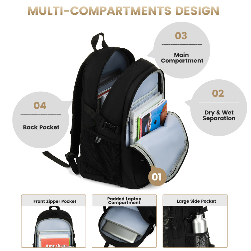 Amalodie Carry On Backpack,Hiking Backpack Waterproof Outdoor Sports,Black