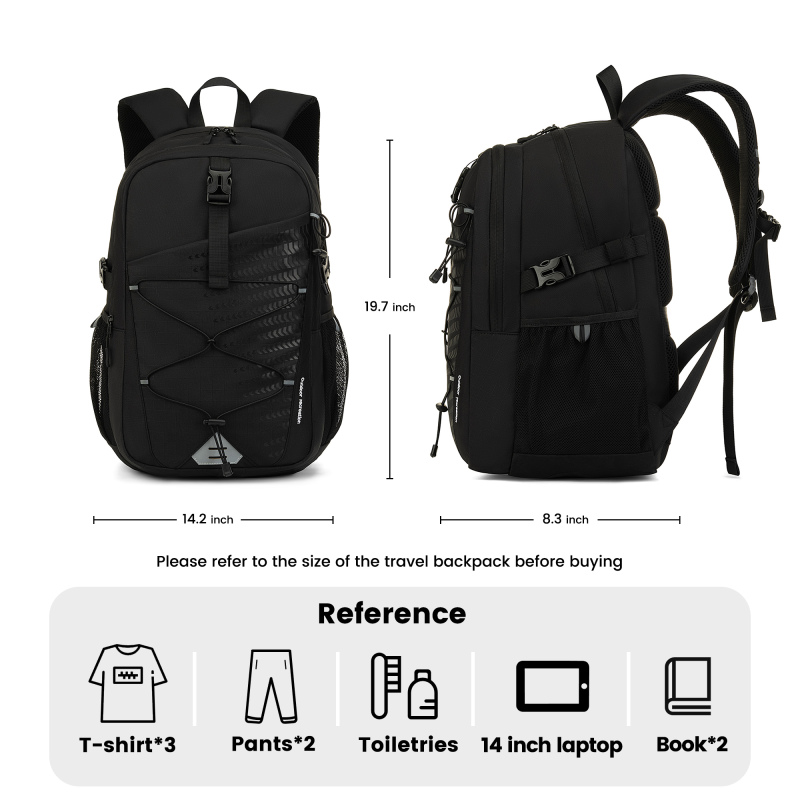 Amalodie Carry On Backpack,Hiking Backpack Waterproof Outdoor Sports,Black