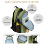 Amalodie Carry On Backpack,Hiking Backpack Waterproof Outdoor Sports,Green