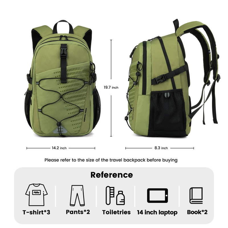 Amalodie Carry On Backpack,Hiking Backpack Waterproof Outdoor Sports,Green