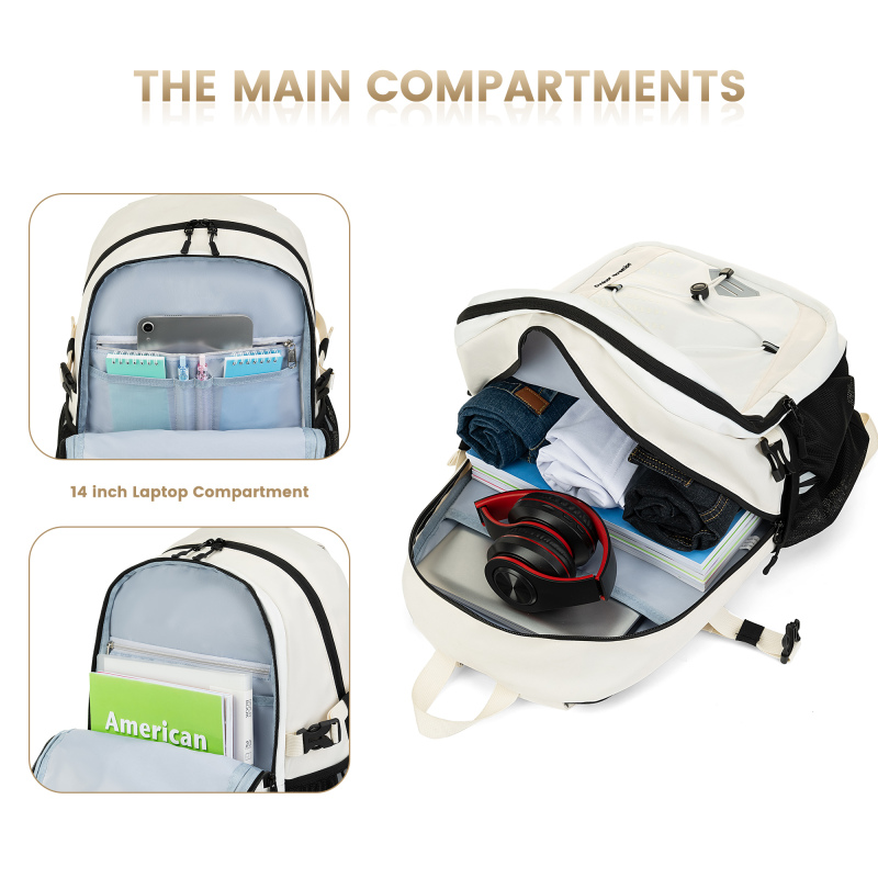 Amalodie Carry On Backpack,Hiking Backpack Waterproof Outdoor Sports,White