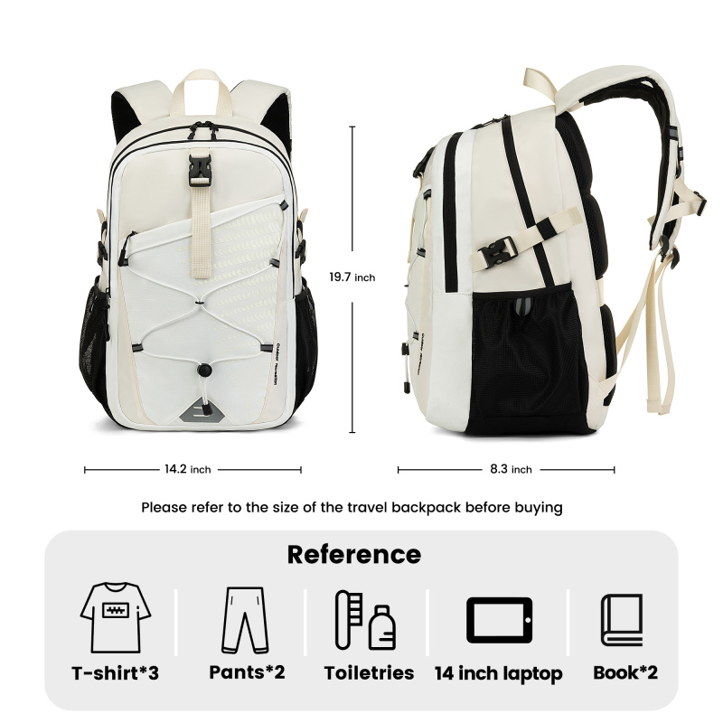 Amalodie Carry On Backpack,Hiking Backpack Waterproof Outdoor Sports,White