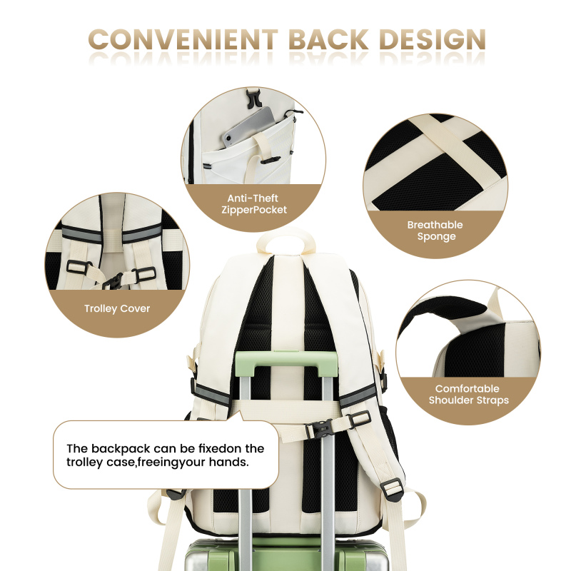 Amalodie Carry On Backpack,Hiking Backpack Waterproof Outdoor Sports,White