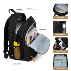 Mochila de viaje Travelhouse de 18 pulgadas, antirrobo, delgada, resistente, para ordenador, para colegio, universidad, color negro