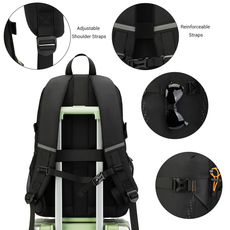 Travelhouse Travel Backpack Business 18 Inch Business Anti Theft Slim Sturdy College School Computer Bag.Black