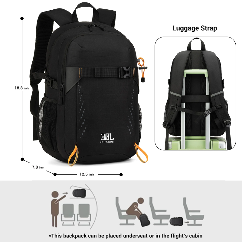 Travelhouse Travel Backpack Business 18 Inch Business Anti Theft Slim Sturdy College School Computer Bag.Black