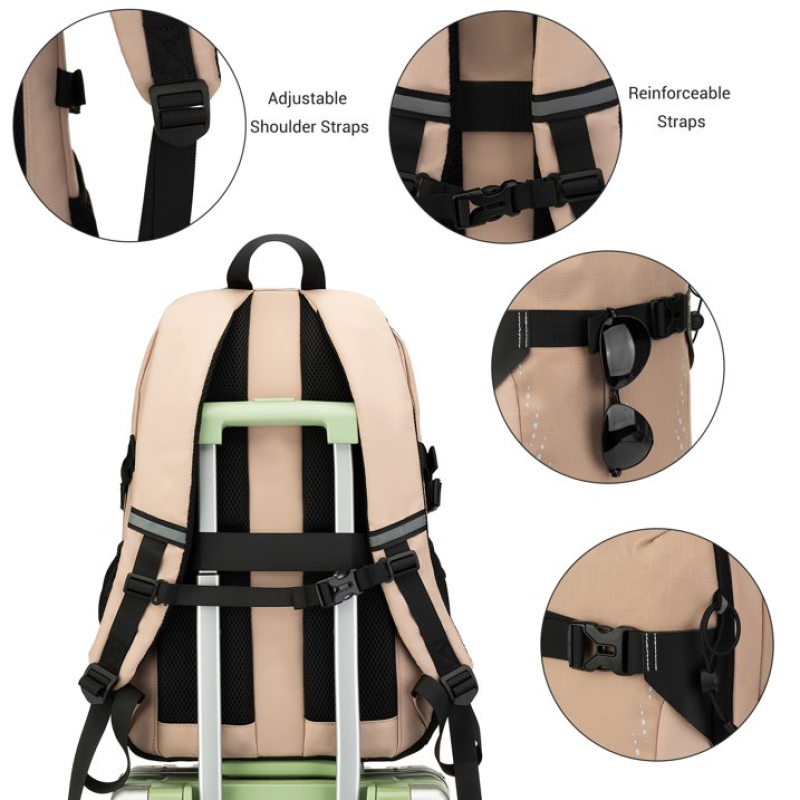 Travelhouse Travel Backpack Business 18 Inch Business Anti Theft Slim Sturdy College School Computer Bag.Khaki