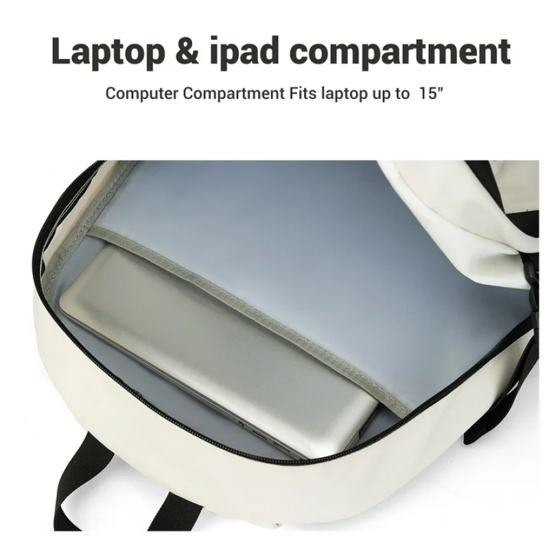 Travelhouse Travel Backpack Business 18 Inch Business Anti Theft Slim Sturdy College School Computer Bag.White