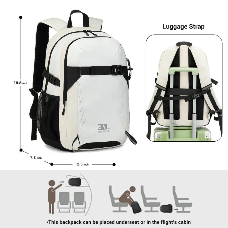 Travelhouse Travel Backpack Business 18 Inch Business Anti Theft Slim Sturdy College School Computer Bag.White