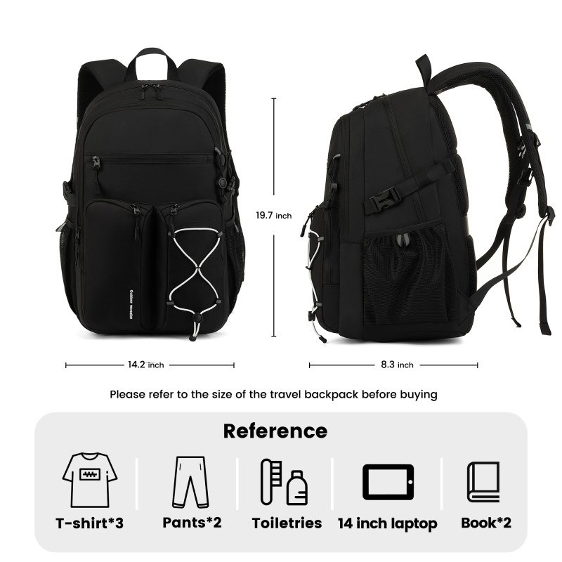 Amalodie Carry On Backpack,Hiking Backpack Waterproof Outdoor Sports,Black