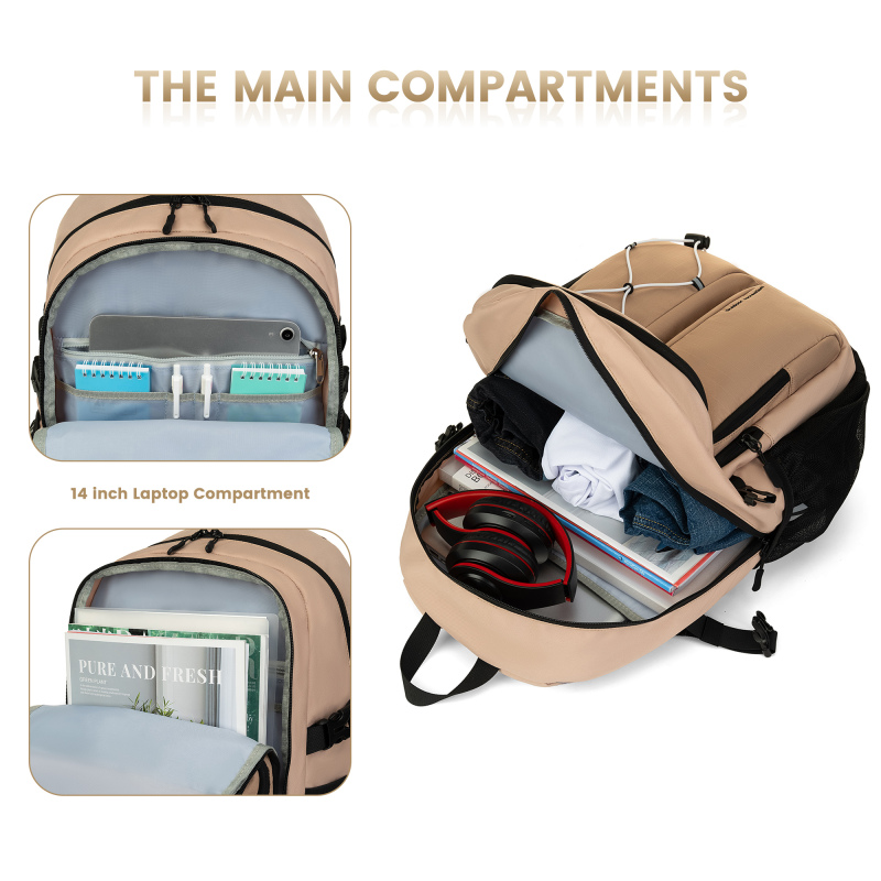 Amalodie Carry On Backpack,Hiking Backpack Waterproof Outdoor Sports,Khaki