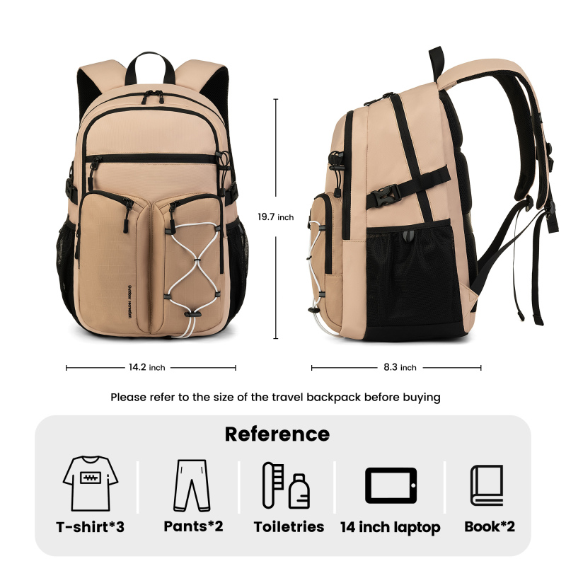 Amalodie Carry On Backpack,Hiking Backpack Waterproof Outdoor Sports,Khaki