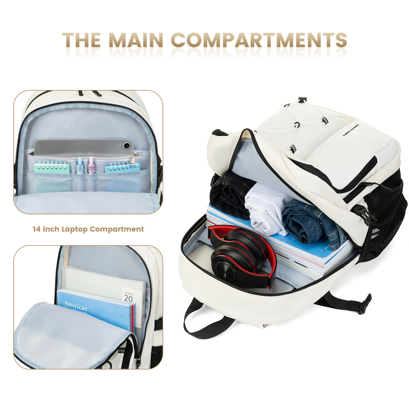 Amalodie Carry On Backpack,Hiking Backpack Waterproof Outdoor Sports,White