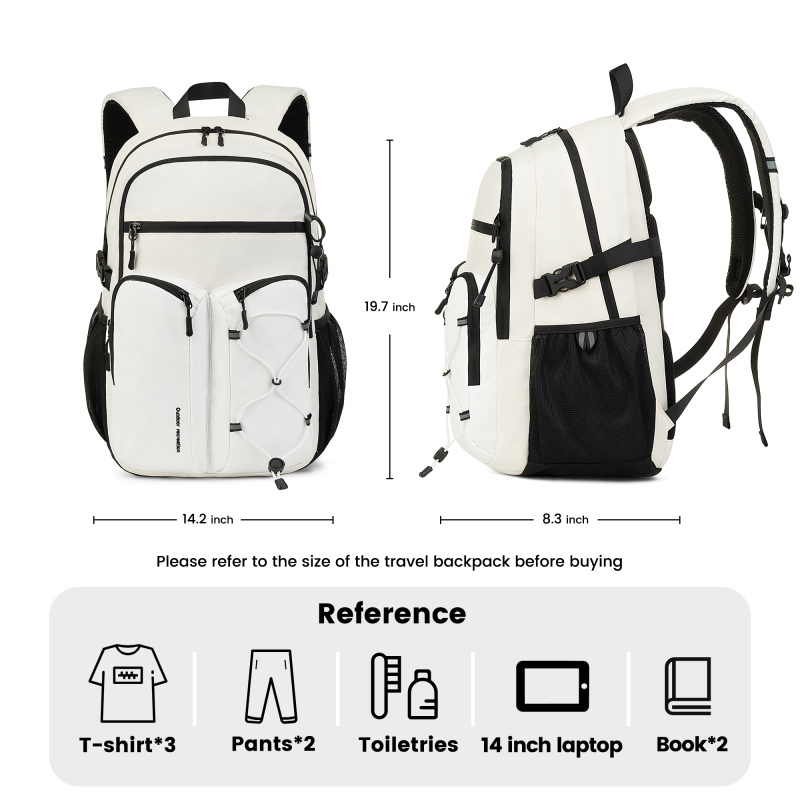 Amalodie Carry On Backpack,Hiking Backpack Waterproof Outdoor Sports,White