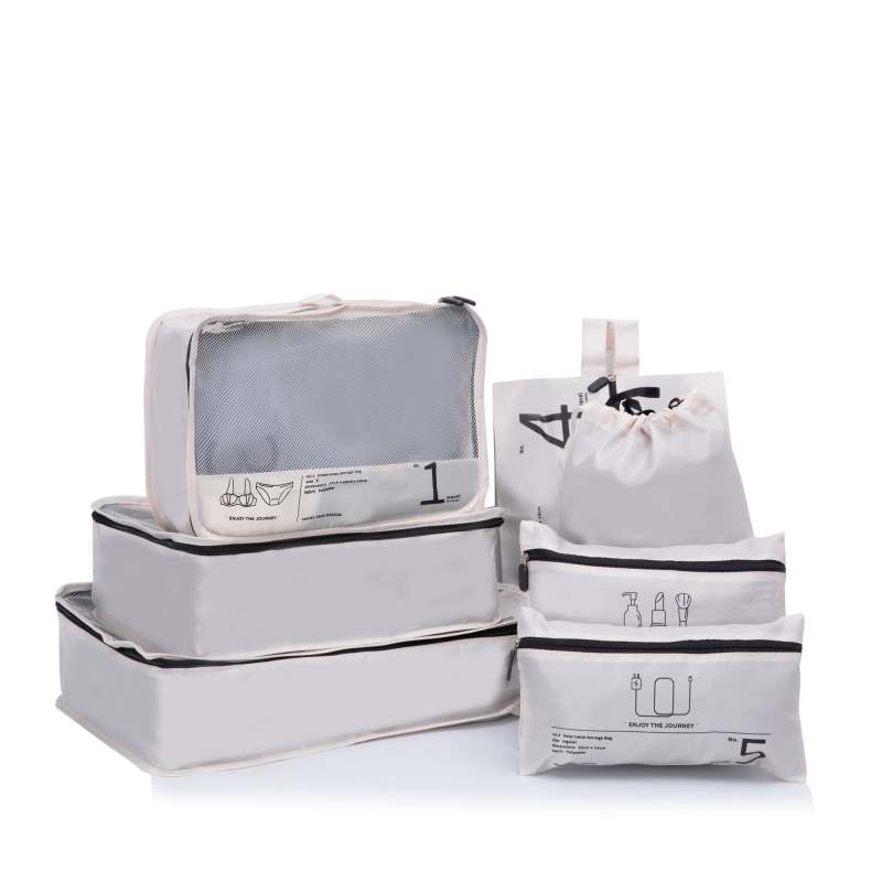 Travelhouse 7 Pcs Set Packing Cubes for Travel Suitcase Luggage Organizer Bags.Beige