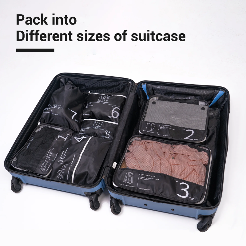 Travelhouse 7 Pcs Set Packing Cubes for Travel Suitcase Luggage Organizer Bags.Black