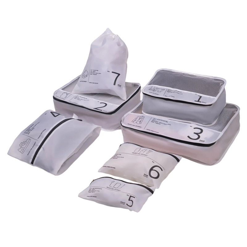 Travelhouse 7 Pcs Set Packing Cubes for Travel Suitcase Luggage Organizer Bags.White