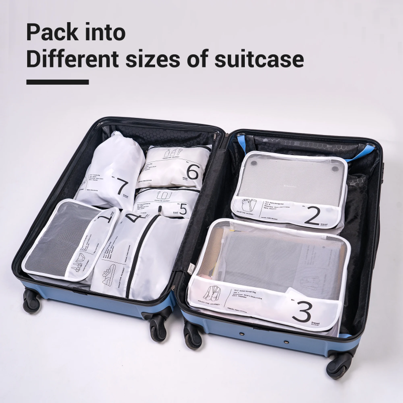 Travelhouse 7 Pcs Set Packing Cubes for Travel Suitcase Luggage Organizer Bags.White