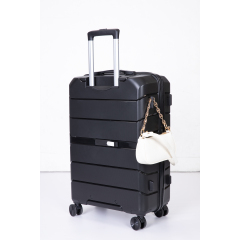 Hartschalen-Koffer-Drehräder, PP-Gepäcksets, leichter, robuster Koffer mit TSA-Schloss, 3-teiliges Set (20/24/28), Schwarz