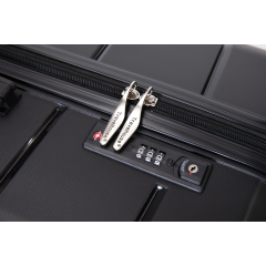 Hartschalen-Koffer-Drehräder, PP-Gepäcksets, leichter, robuster Koffer mit TSA-Schloss, 3-teiliges Set (20/24/28), Schwarz