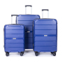 Valise Hardshell Spinner Wheels Ensembles de bagages en PP Valise légère et durable avec serrure TSA, ensemble de 3 pièces (20/24/28), bleu marine