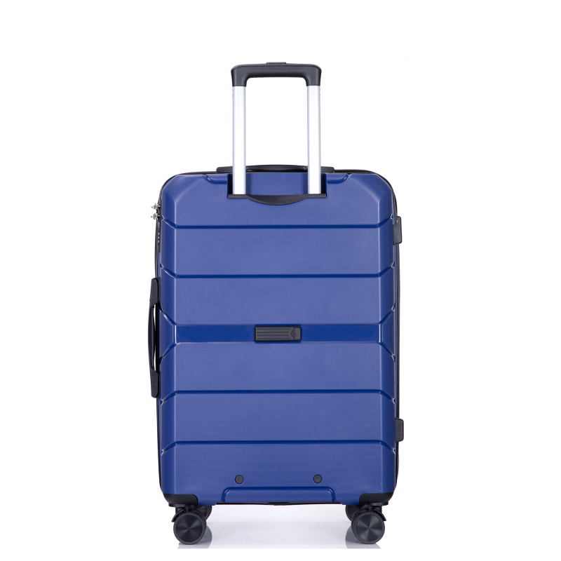 Valise Hardshell Spinner Wheels Ensembles de bagages en PP Valise légère et durable avec serrure TSA, ensemble de 3 pièces (20/24/28), bleu marine