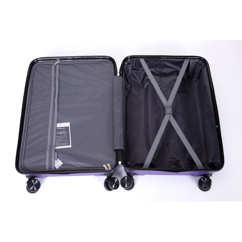Валіза Spinner Wheels PP з твердою оболонкою Легка міцна валіза з замком TSA, набір із 3 предметів (20/24/28), фіолетовий