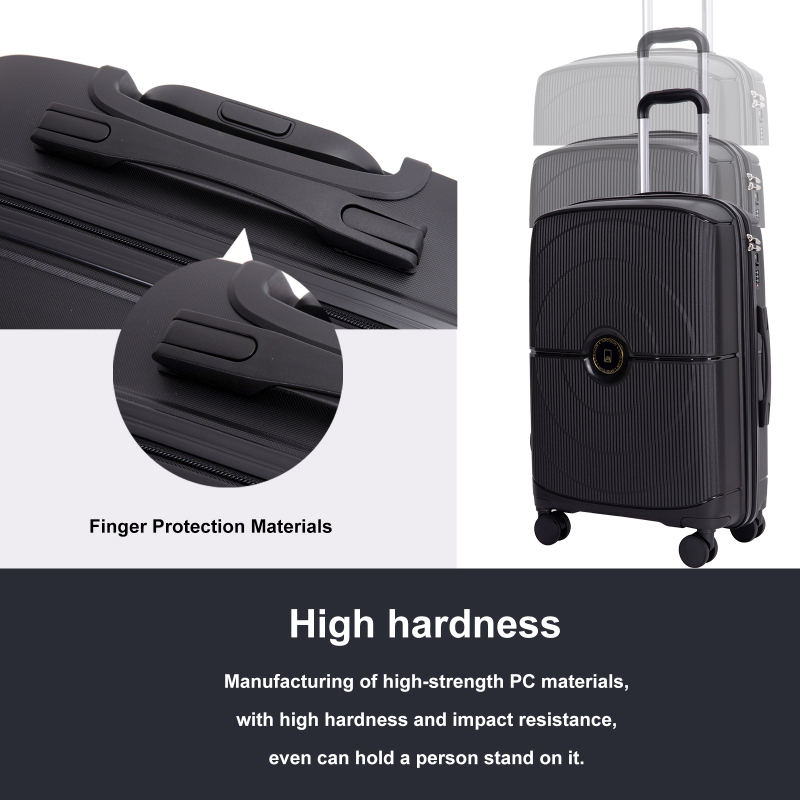 Landisun Luggage Sets 3 Piece, Hard Shell Suitcase Set with Double Spinner Wheels TSA Lock Carry On and Checked Travel Luggage, Black (20/24/28)