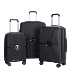 Juego de maletas Landisun de 3 piezas, maleta rígida con ruedas giratorias dobles, cerradura TSA, equipaje de mano y equipaje facturado, color negro (20/24/28)