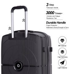 Juego de maletas Landisun de 3 piezas, maleta rígida con ruedas giratorias dobles, cerradura TSA, equipaje de mano y equipaje facturado, color negro (20/24/28)