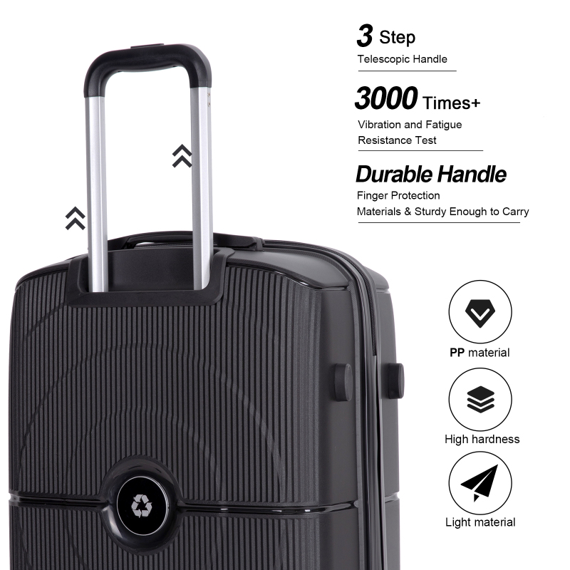 Landisun Luggage Sets 3 Piece, Hard Shell Suitcase Set with Double Spinner Wheels TSA Lock Carry On and Checked Travel Luggage, Black (20/24/28)