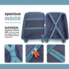 Juego de maletas Landisun de 3 piezas, maleta rígida con ruedas giratorias dobles, cerradura TSA, equipaje de mano y equipaje facturado, azul oscuro (20/24/28)