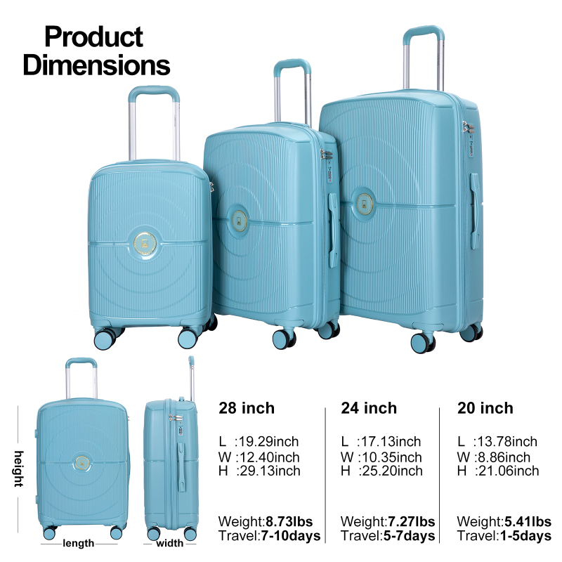 Landisun Luggage Sets 3 Piece, Hard Shell Suitcase Set with Double Spinner Wheels TSA Lock Carry On and Checked Travel Luggage, Dark Blue (20/24/28)