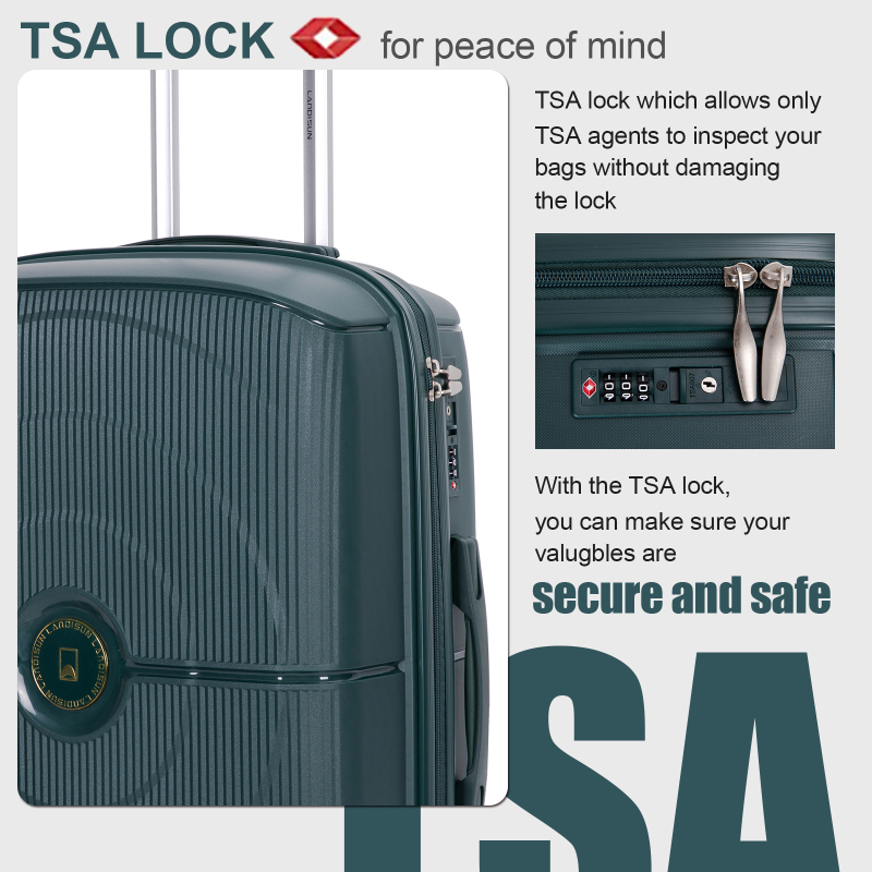 Landisun Luggage Sets 3 Piece, Hard Shell Suitcase Set with Double Spinner Wheels TSA Lock Carry On and Checked Travel Luggage, Green(20/24/28)