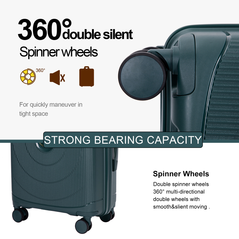 Landisun Luggage Sets 3 Piece, Hard Shell Suitcase Set with Double Spinner Wheels TSA Lock Carry On and Checked Travel Luggage, Green(20/24/28)