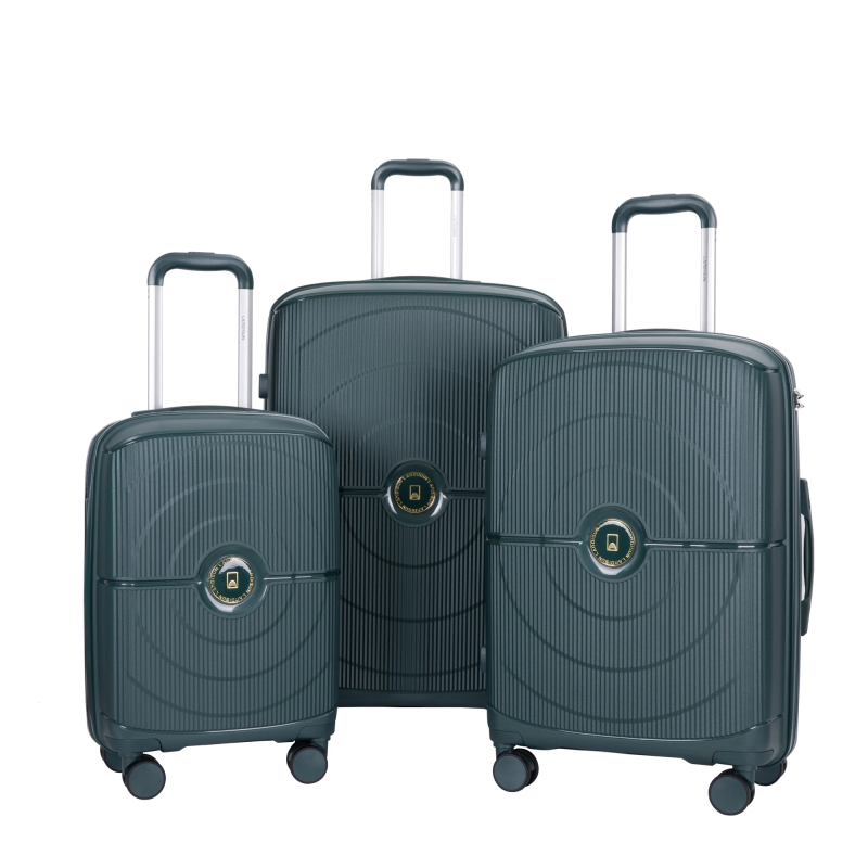Landisun Luggage Sets 3 Piece, Hard Shell Suitcase Set with Double Spinner Wheels TSA Lock Carry On and Checked Travel Luggage, Green(20/24/28)