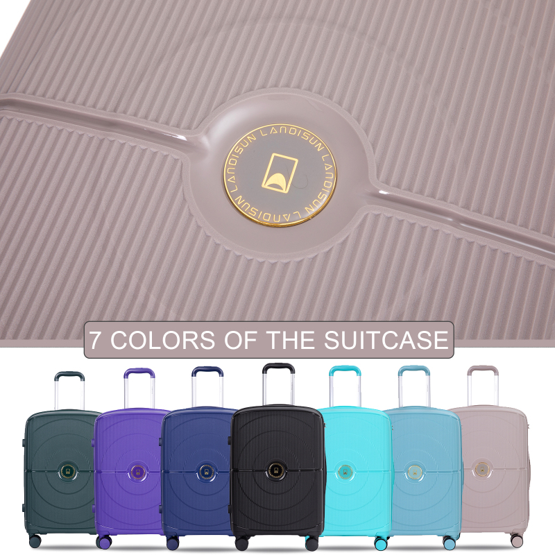 Landisun Luggage Sets 3 Piece, Hard Shell Suitcase Set with Double Spinner Wheels TSA Lock Carry On and Checked Travel Luggage, Greige(20/24/28)