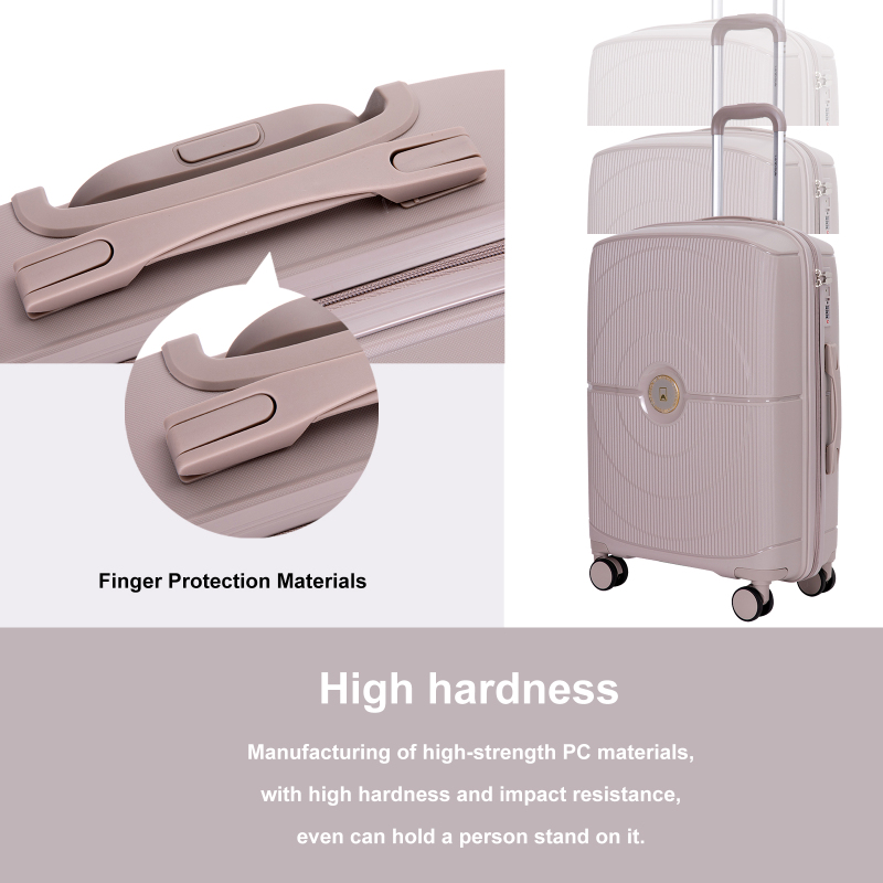 Landisun Luggage Sets 3 Piece, Hard Shell Suitcase Set with Double Spinner Wheels TSA Lock Carry On and Checked Travel Luggage, Greige(20/24/28)